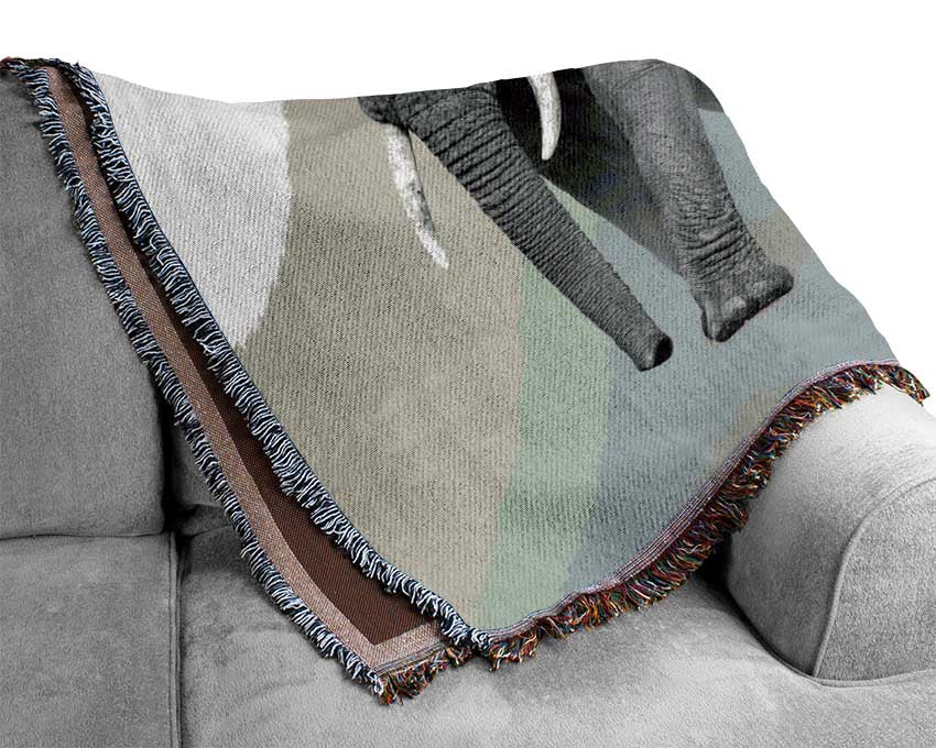 Elephant In The Mist Woven Blanket