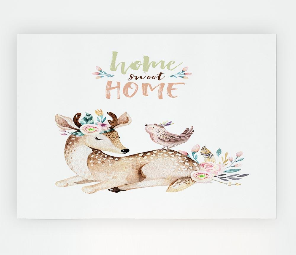 Home Sweet Home Woodland Animals Print Poster Wall Art