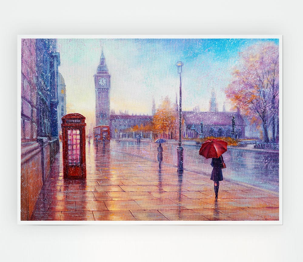 Walking In London Calm Print Poster Wall Art