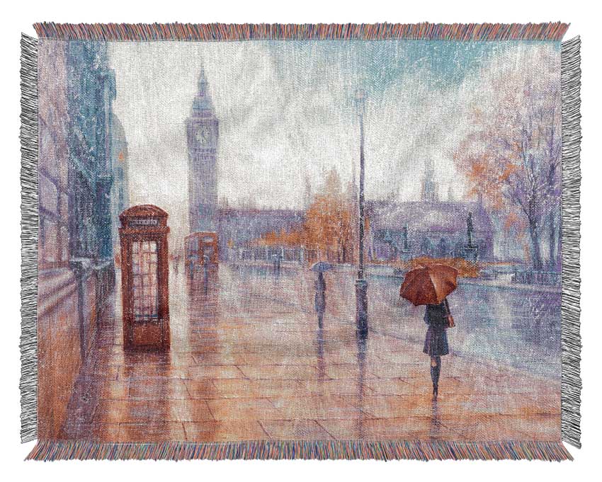 Walking In London Calm Woven Blanket