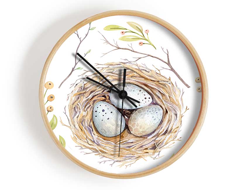 Three Eggs In A Nest Clock - Wallart-Direct UK