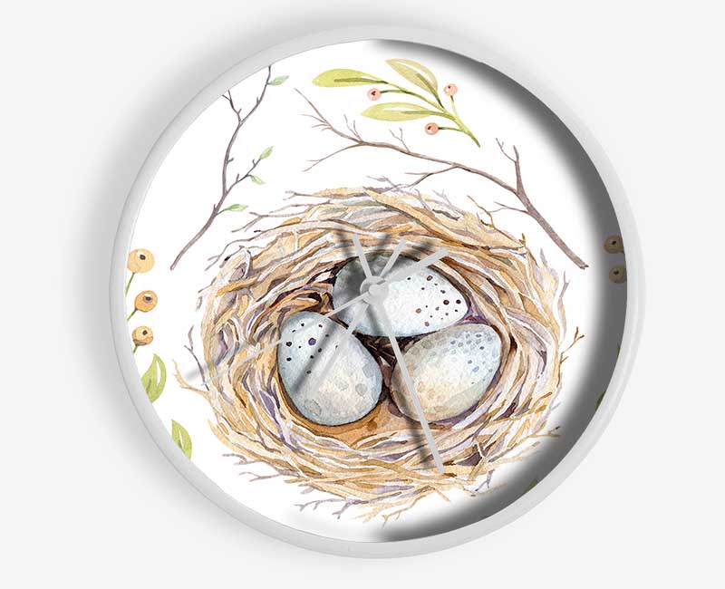 Three Eggs In A Nest Clock - Wallart-Direct UK