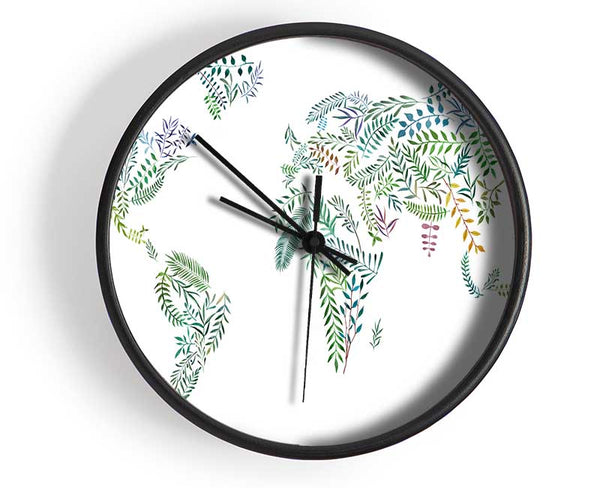 Leafy World Map Clock - Wallart-Direct UK