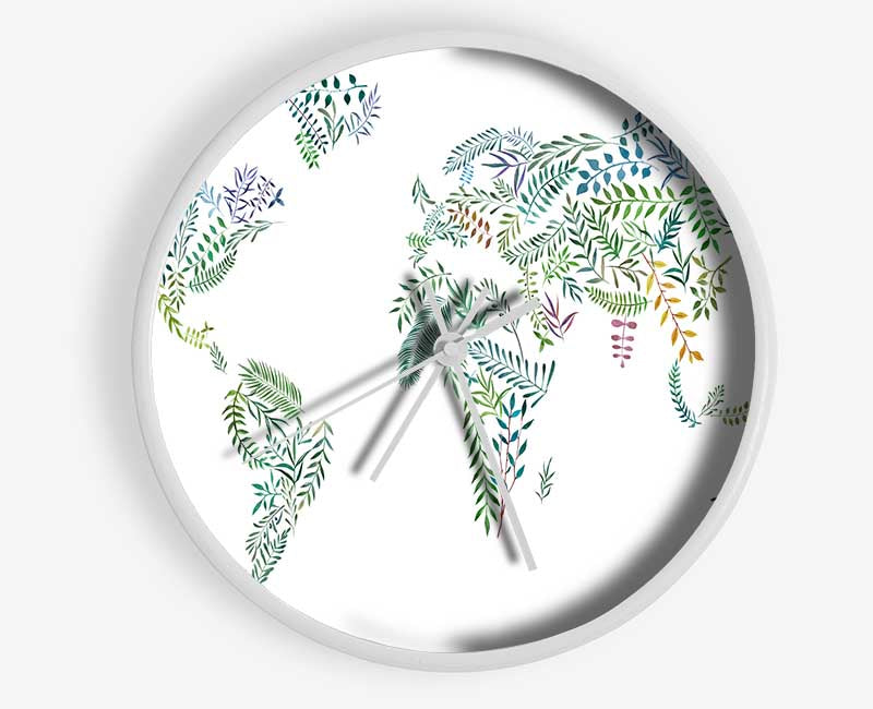 Leafy World Map Clock - Wallart-Direct UK