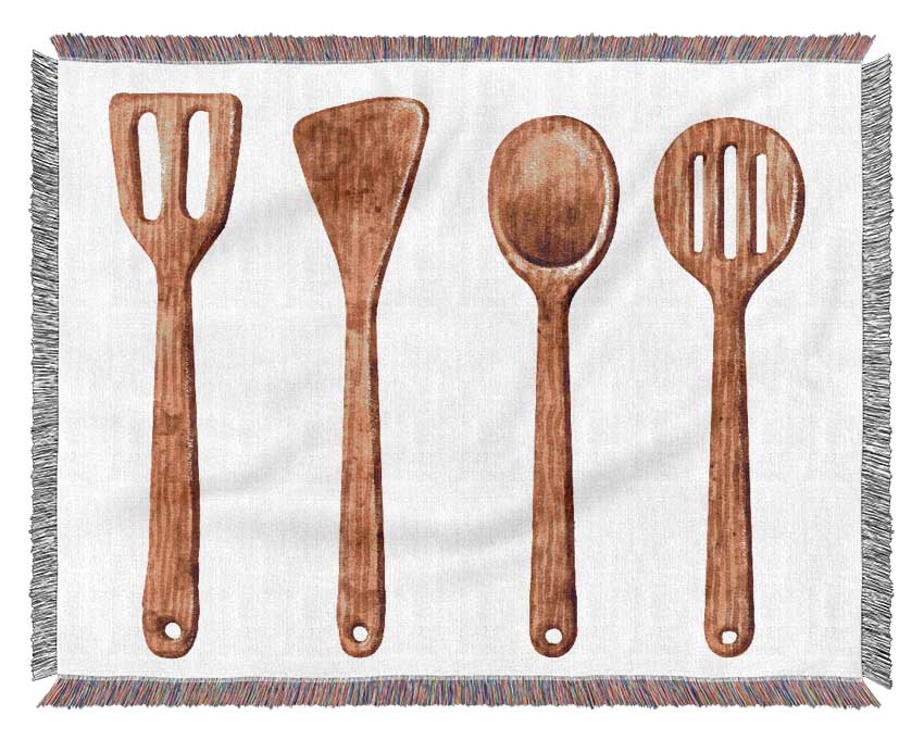 Wooden Utensils Woven Blanket