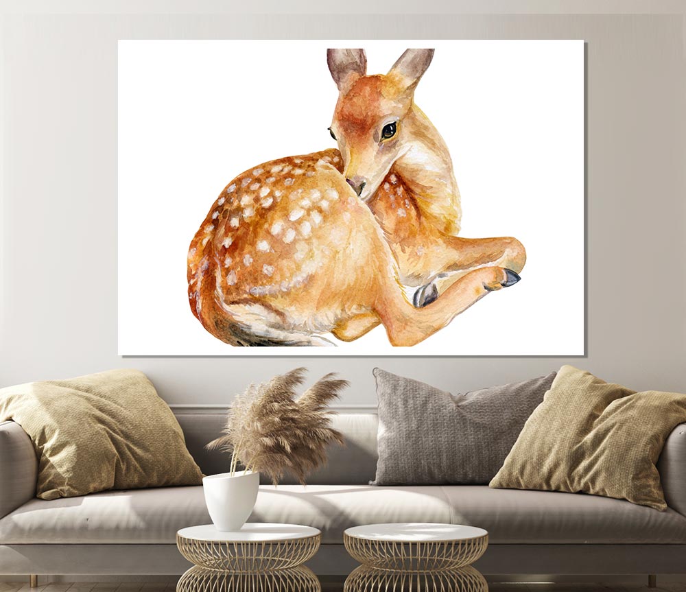 Watercolour Woodland Deer Print Poster Wall Art