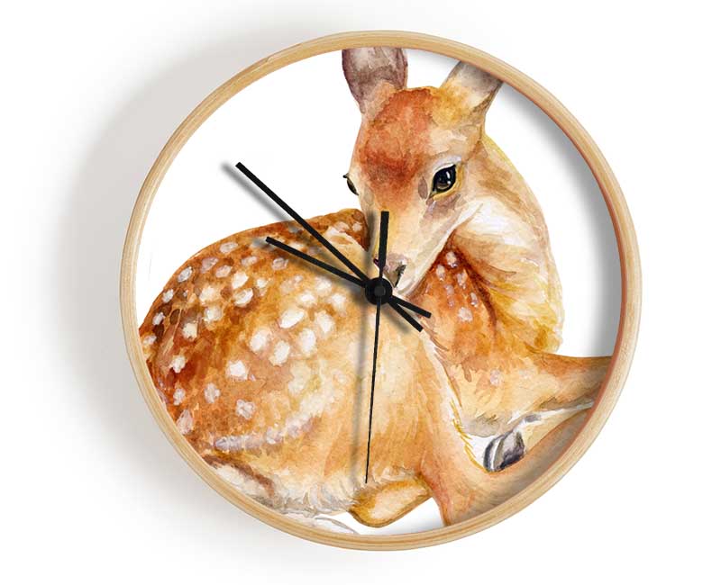 Watercolour Woodland Deer Clock - Wallart-Direct UK