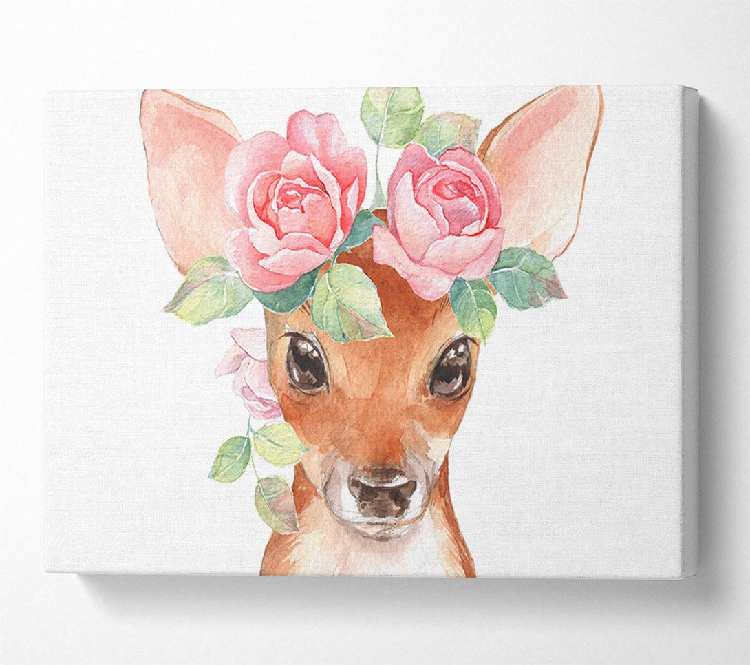 Picture of Water Colour Floral Deer Canvas Print Wall Art