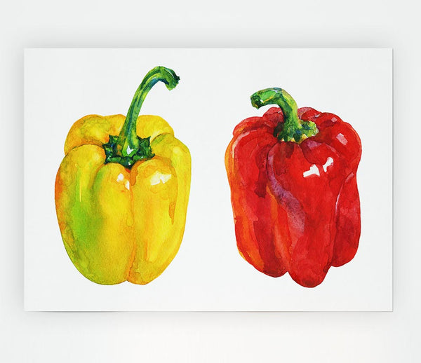 Yellow And Red Pepper Print Poster Wall Art