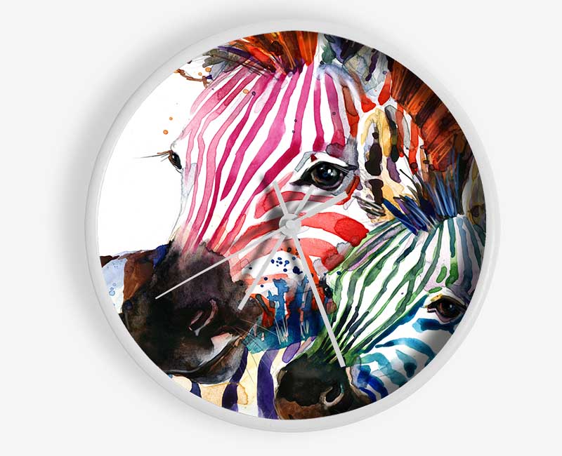 Multicoloured Rainbow Zebra Clock - Wallart-Direct UK