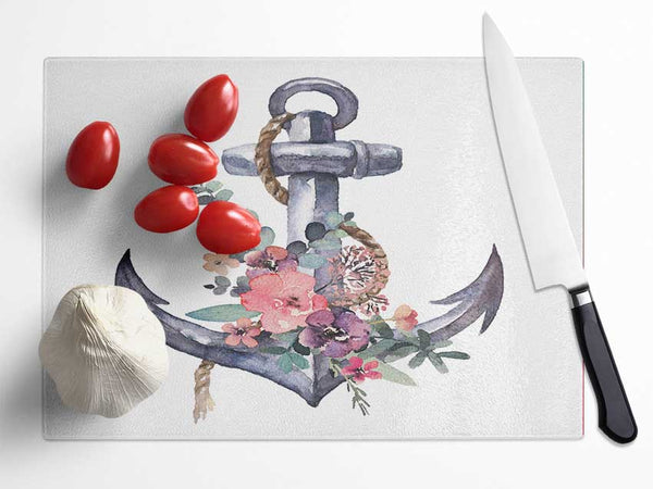 Watercolour Anchor Glass Chopping Board