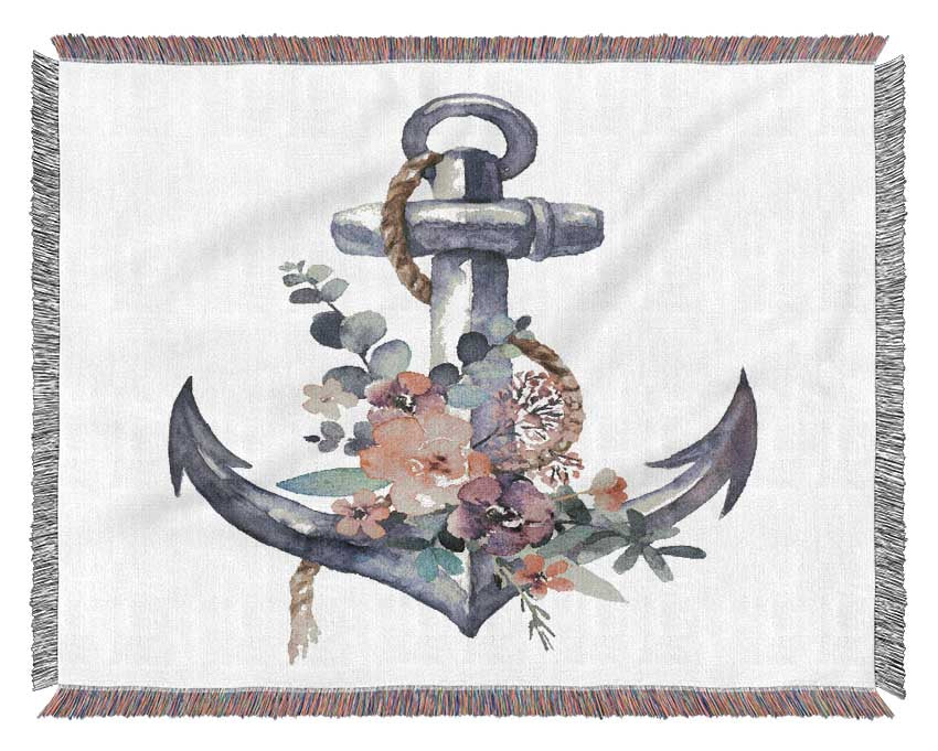 Watercolour Anchor Woven Blanket