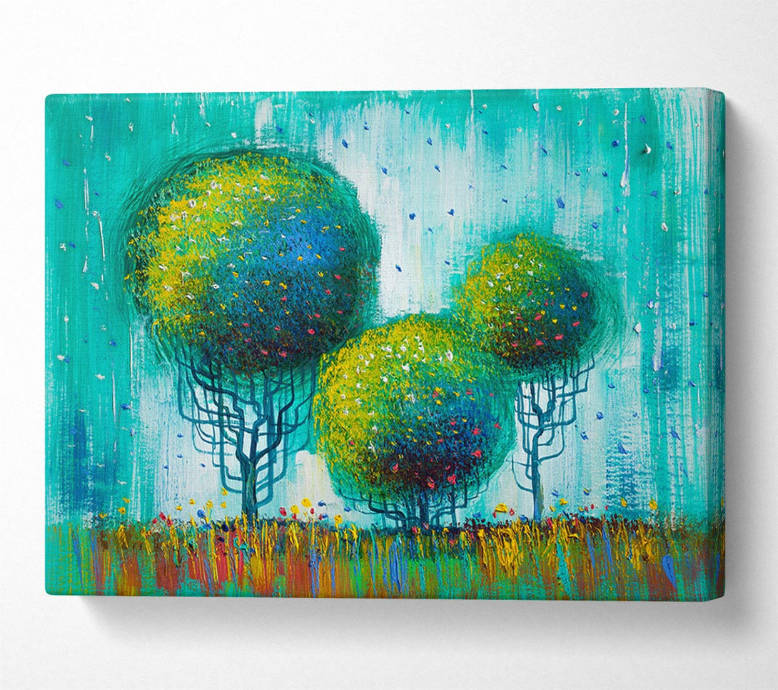 Picture of Three Round Trees Canvas Print Wall Art