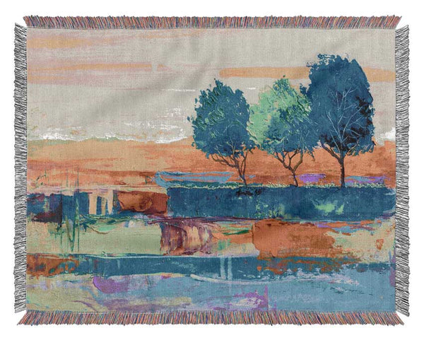 Three Trees In The Wind Woven Blanket