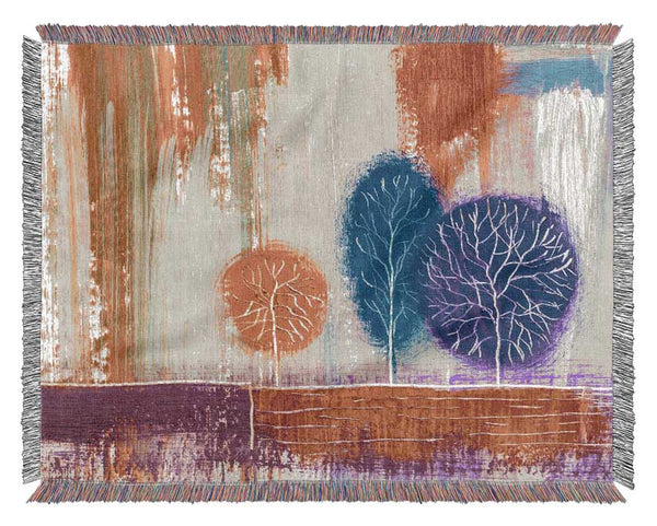 Trees In The Meadow Art Woven Blanket