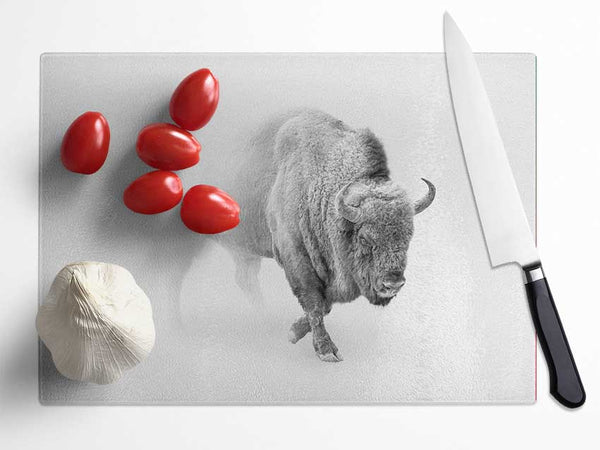 Bison In The Mist Glass Chopping Board