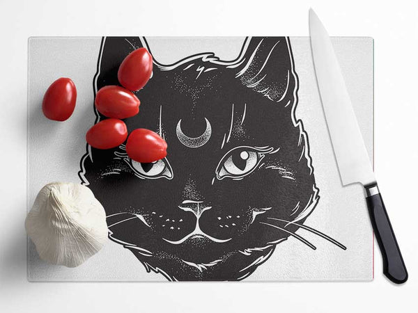 Witches Cat Glass Chopping Board