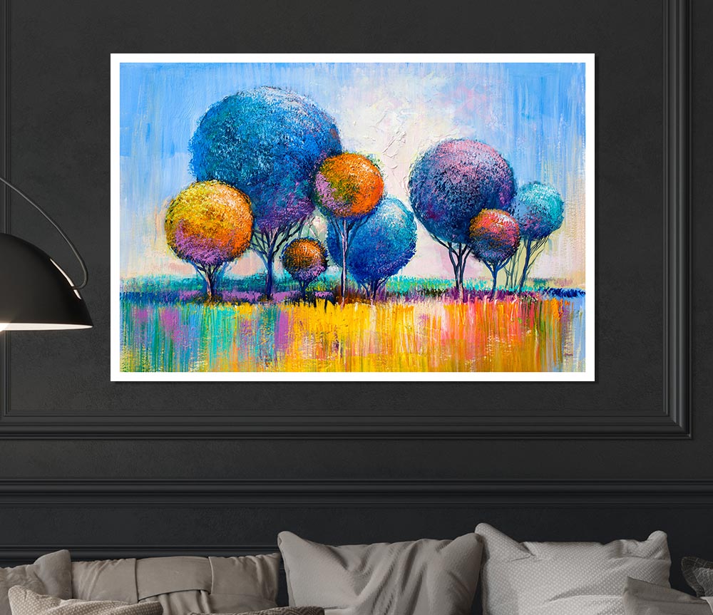 Circular Trees In The Meadow Print Poster Wall Art