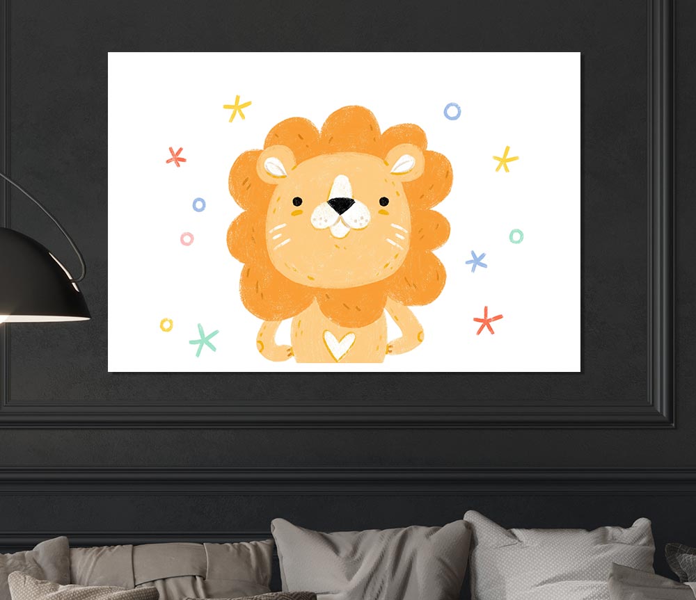 Friendly Lion Colours Print Poster Wall Art