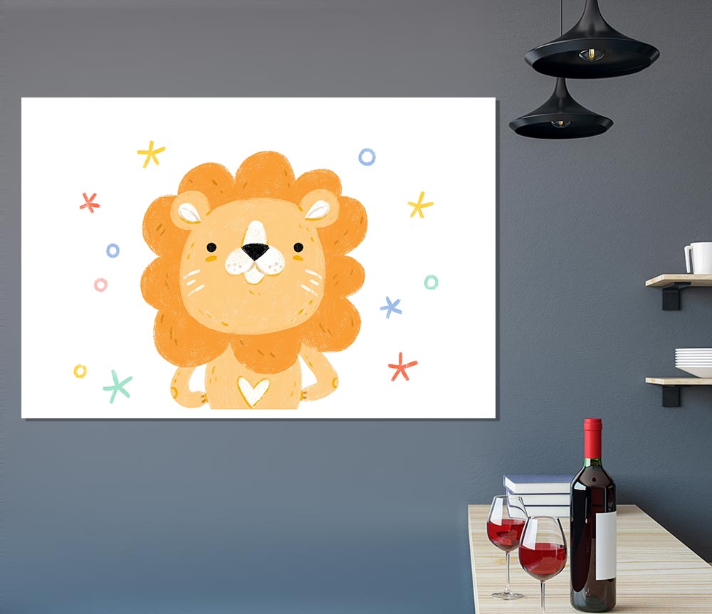 Friendly Lion Colours Print Poster Wall Art