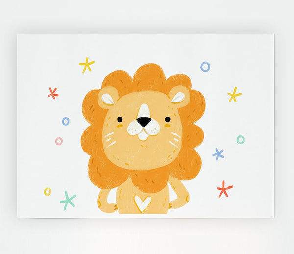 Friendly Lion Colours Print Poster Wall Art