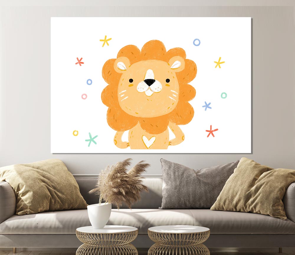 Friendly Lion Colours Print Poster Wall Art