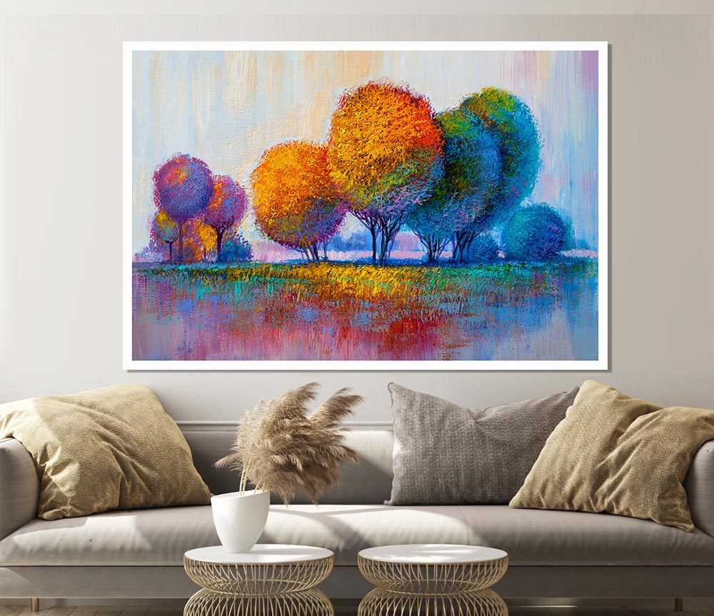 Trees In The Distant Print Poster Wall Art