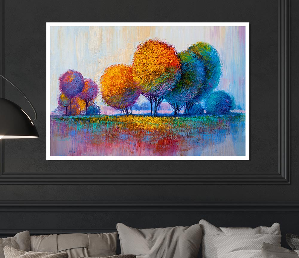 Trees In The Distant Print Poster Wall Art