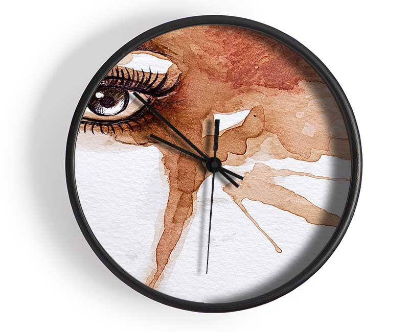 Watercolour Sepia Face Clock - Wallart-Direct UK