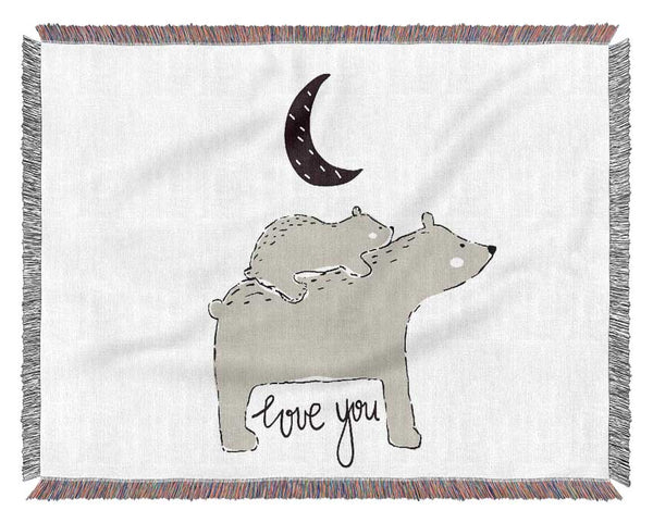 Bear Family Moon Woven Blanket