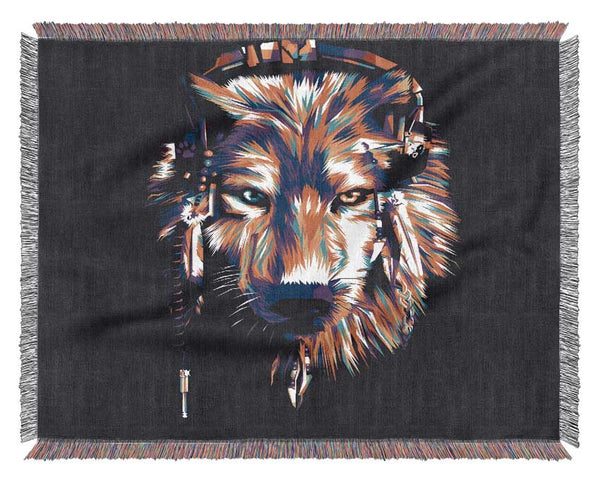 Vibrant Wolf Woven Blanket