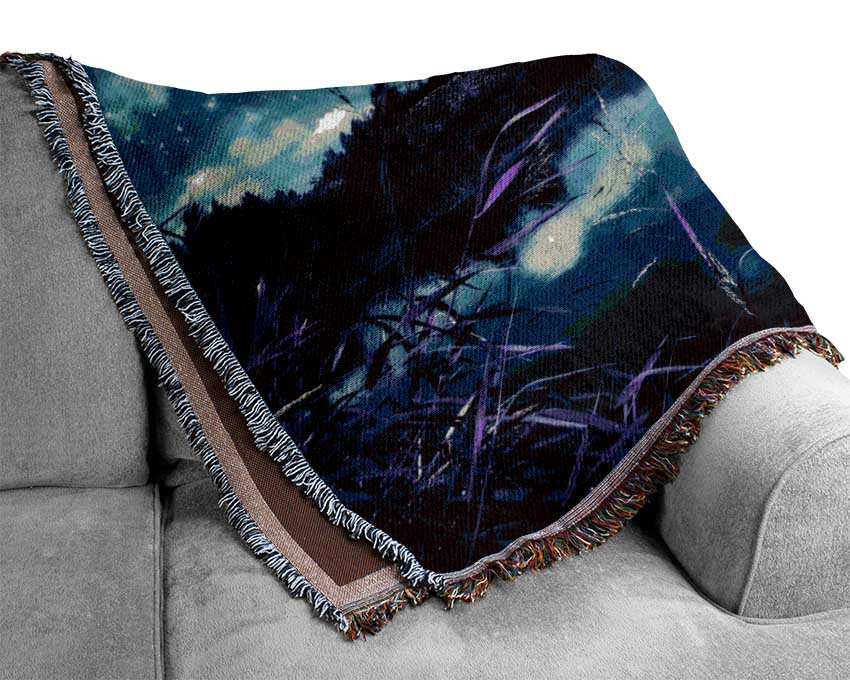 Lake Under The Night Sky Woven Blanket