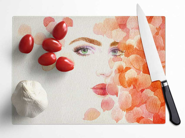 Petals On Face Glass Chopping Board