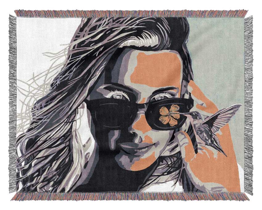 Woman Sunglasses Popart Woven Blanket