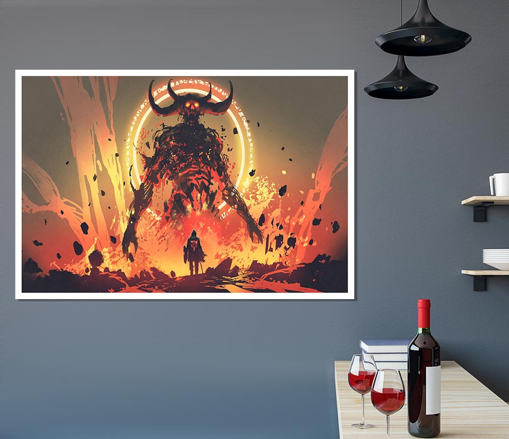 Demons Rise Above Warrior Print Poster Wall Art