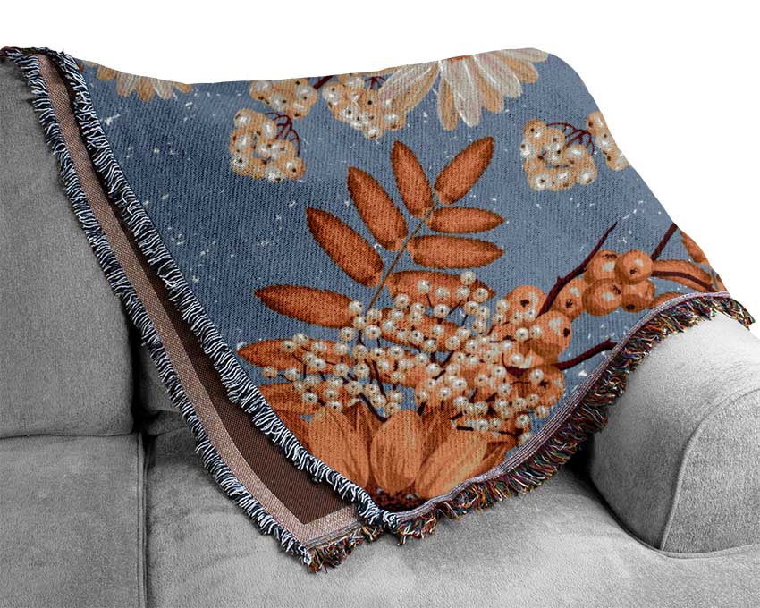 Sunflowers On Blue Woven Blanket