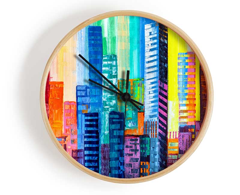 City Blocks Of Colour Clock - Wallart-Direct UK