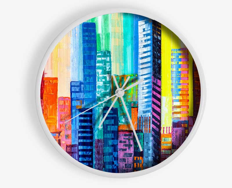 City Blocks Of Colour Clock - Wallart-Direct UK