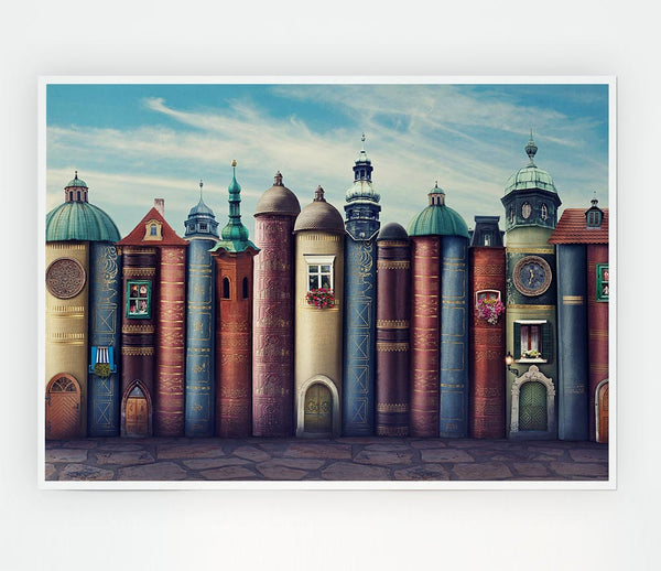 Book Village Print Poster Wall Art