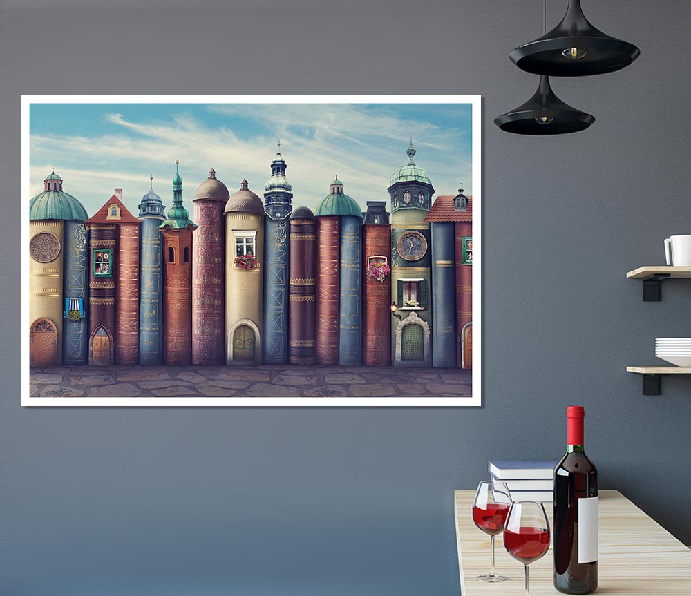 Book Village Print Poster Wall Art