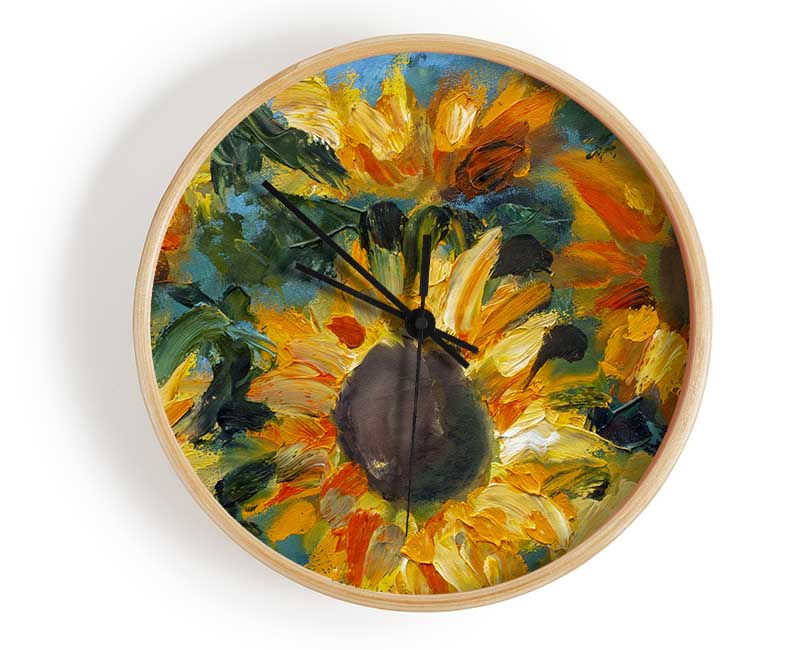 Sunflower Still Life Clock - Wallart-Direct UK