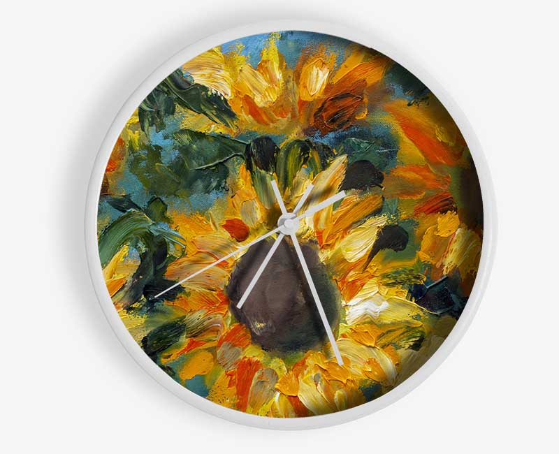 Sunflower Still Life Clock - Wallart-Direct UK