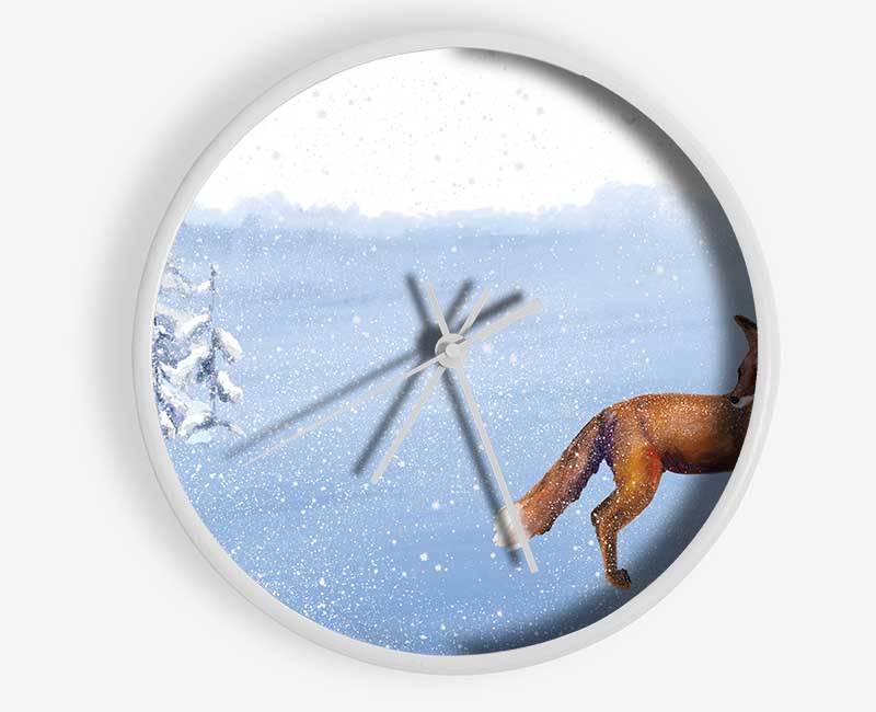 Fox In The Delicate Snow Clock - Wallart-Direct UK