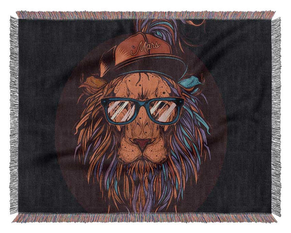 Lion Sunglasses Woven Blanket