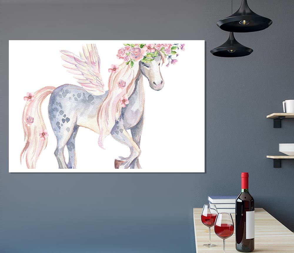 Unicorn Head Flowers Print Poster Wall Art