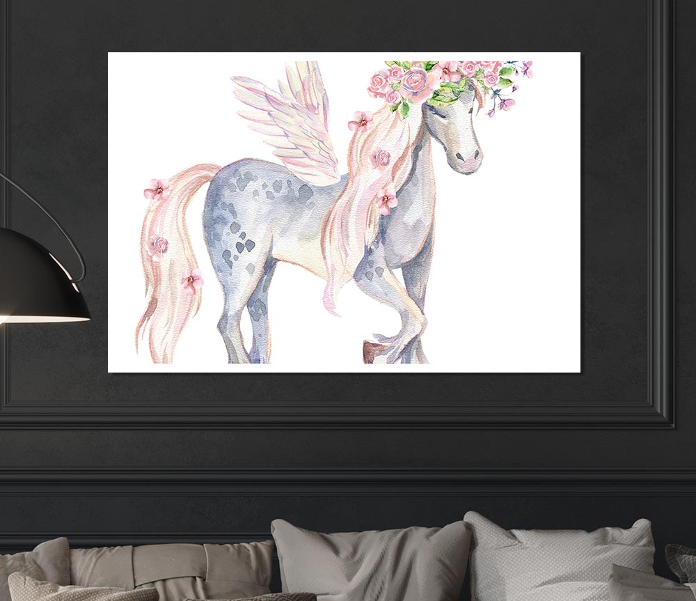 Unicorn Head Flowers Print Poster Wall Art