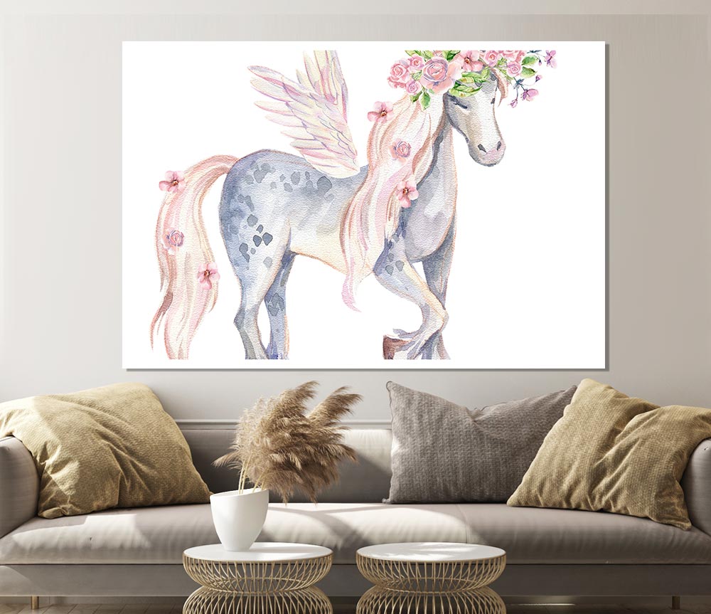 Unicorn Head Flowers Print Poster Wall Art