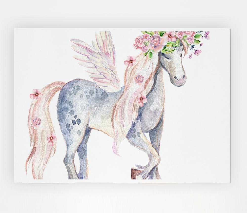 Unicorn Head Flowers Print Poster Wall Art