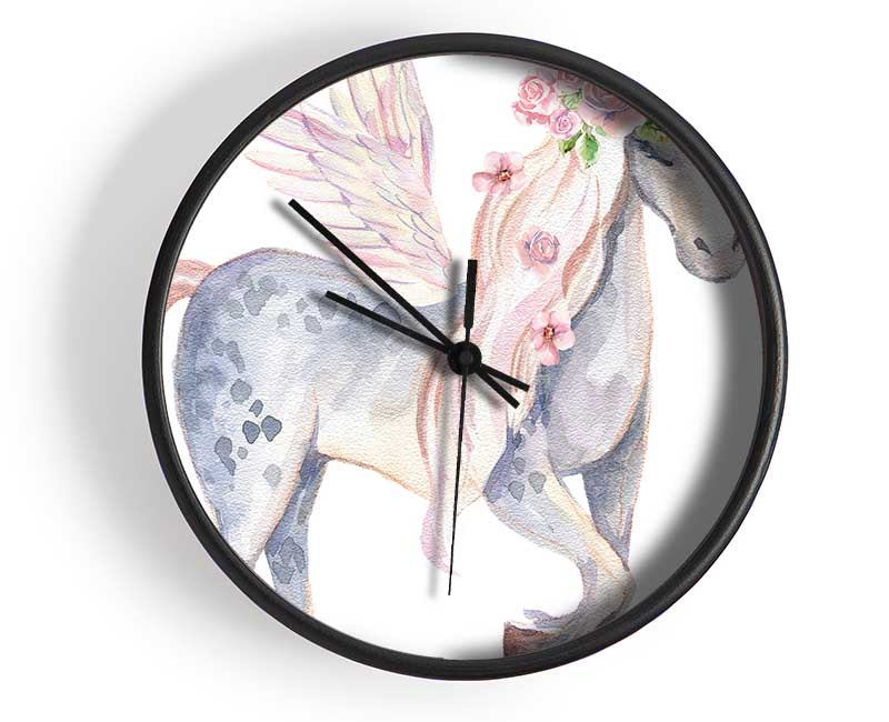 Unicorn Head Flowers Clock - Wallart-Direct UK