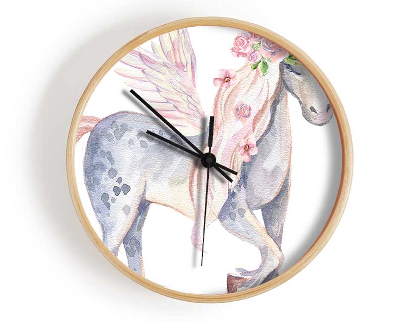 Unicorn Head Flowers Clock - Wallart-Direct UK